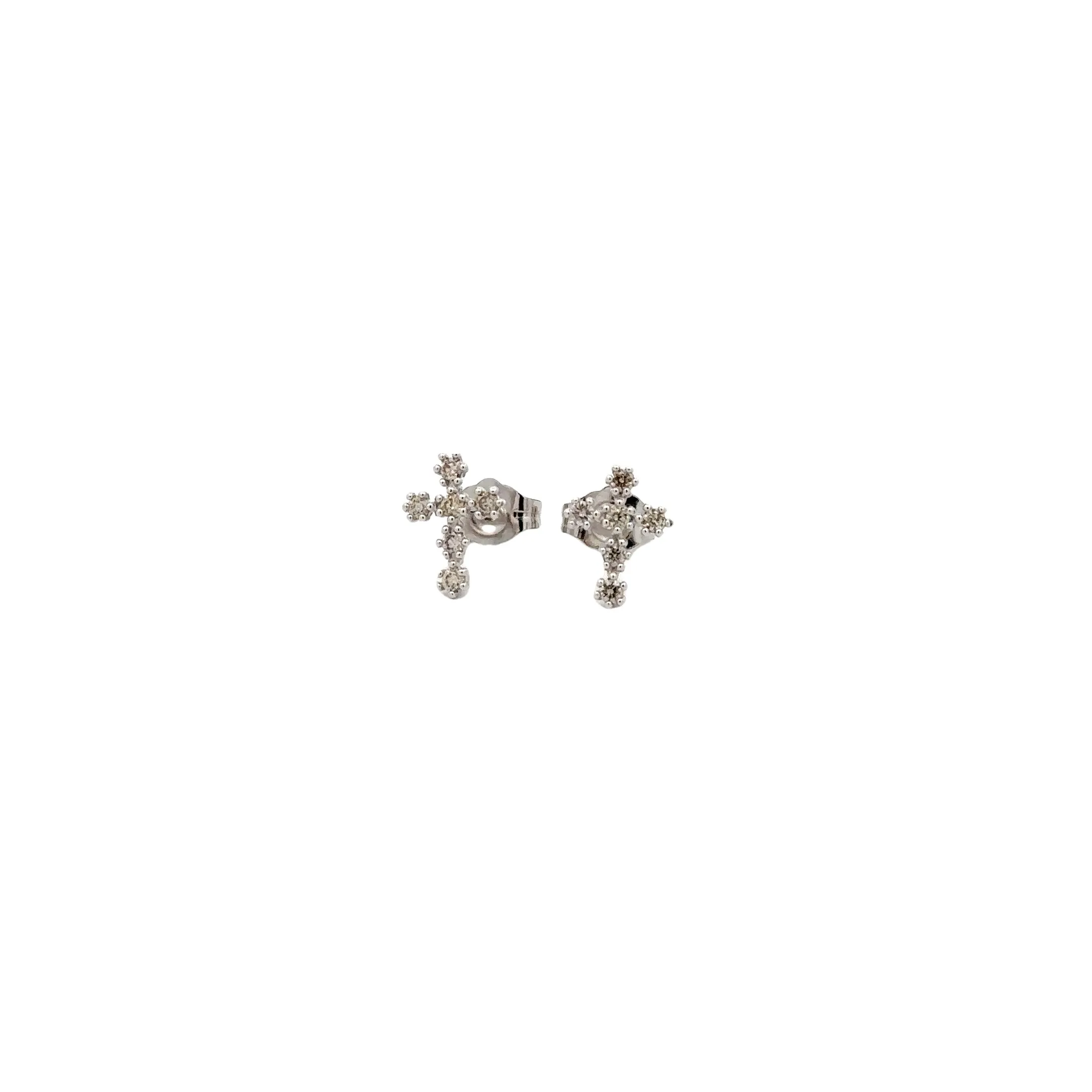 WD605, Beaded set Diamond Cross Studs